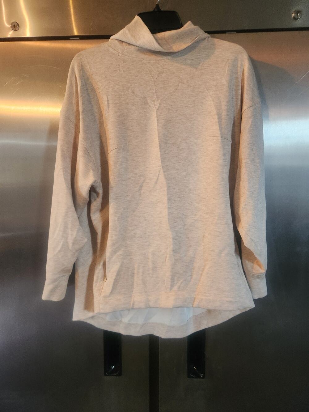 Danskin Beige Cowl Neck Sweater Women's Size L Long Sleeve High-Low Hem